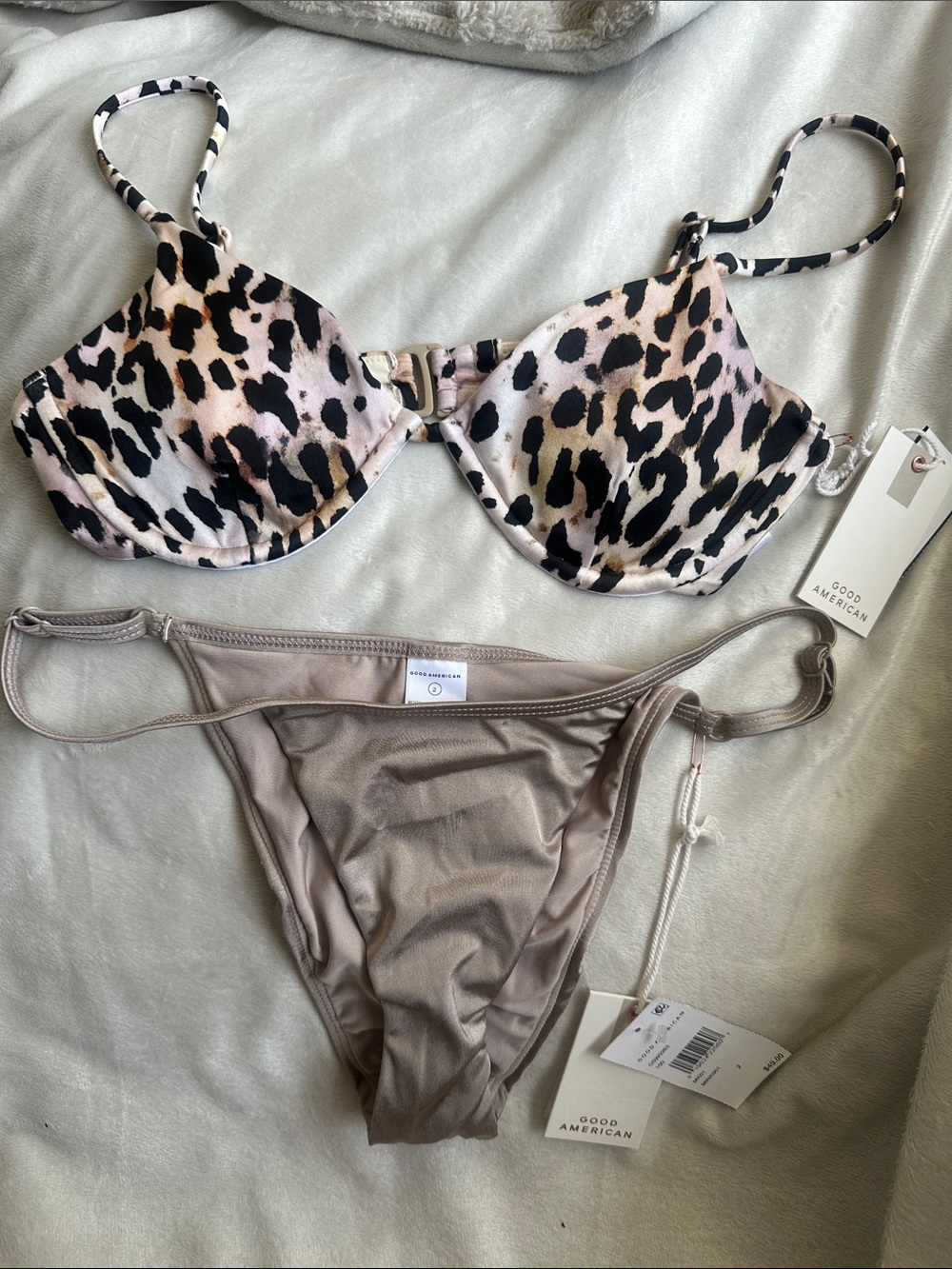 Good American Rose Cheetah/Mink Bikini Set